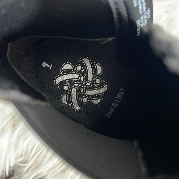 Sam & Libby Lennon Chls Chelsea Moto Chunky Sole Boots SZ 9 Black Ankle Booties - Picture 11 of 16